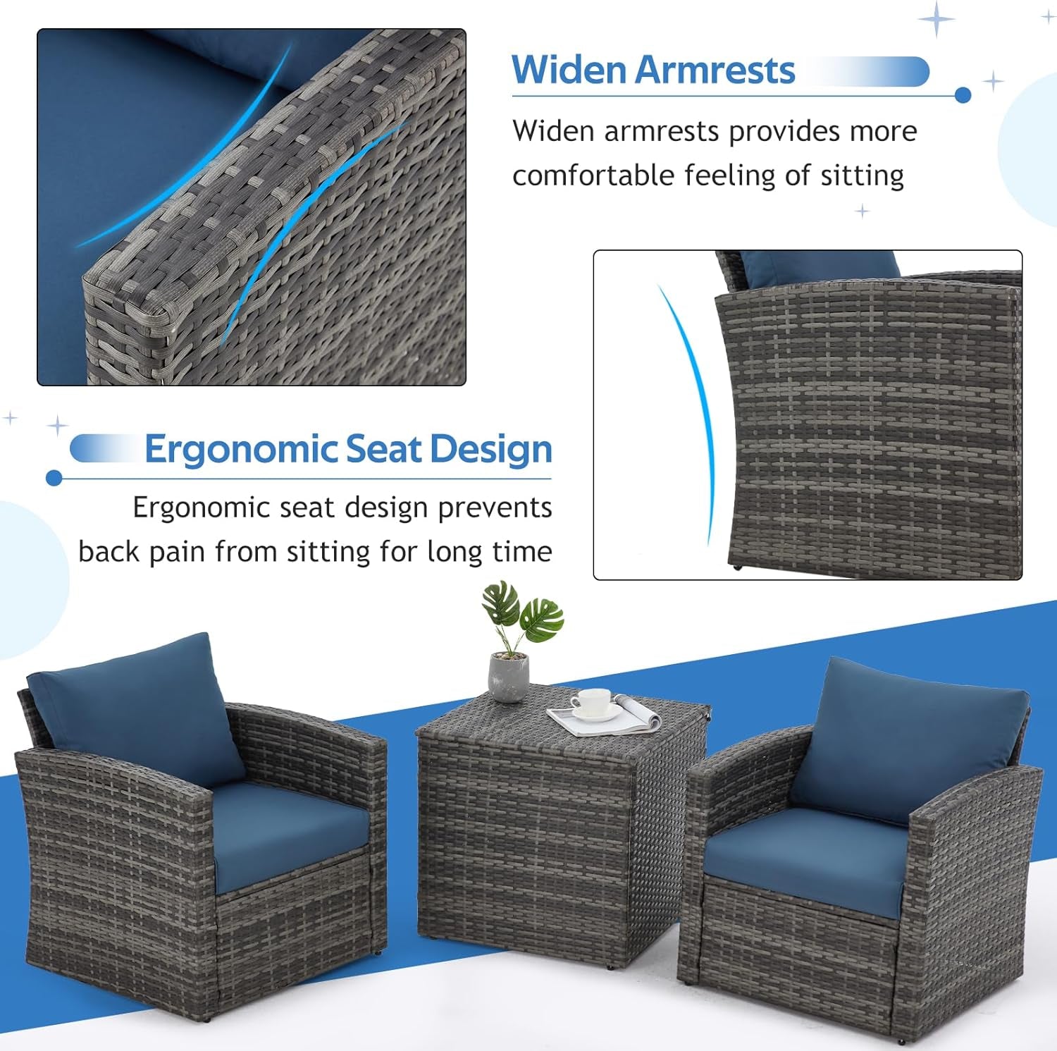 Seven Piece Outdoor Patio Furniture Set with Storage