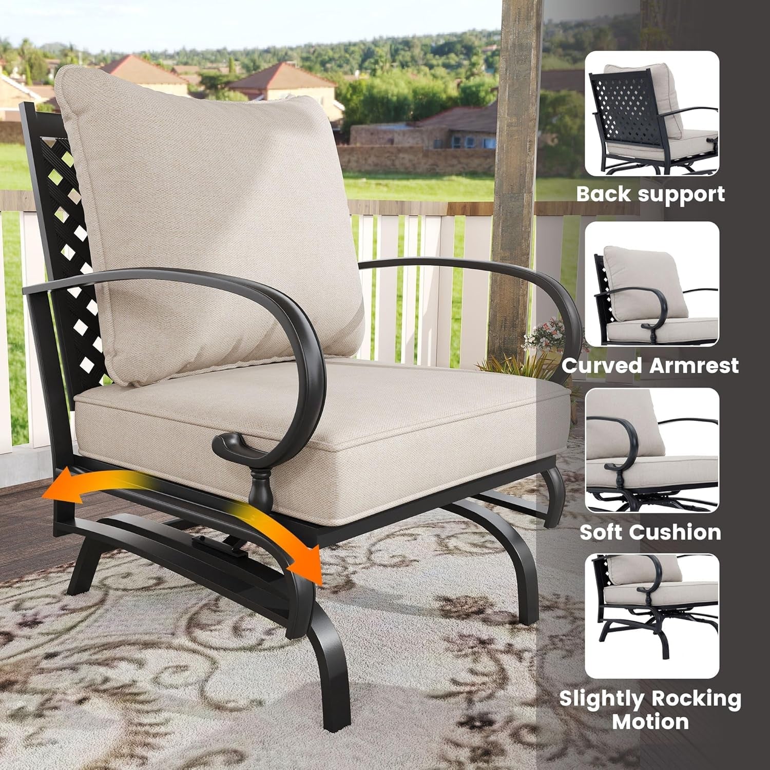 Five Piece Outdoor Patio Furniture Set with Cushions