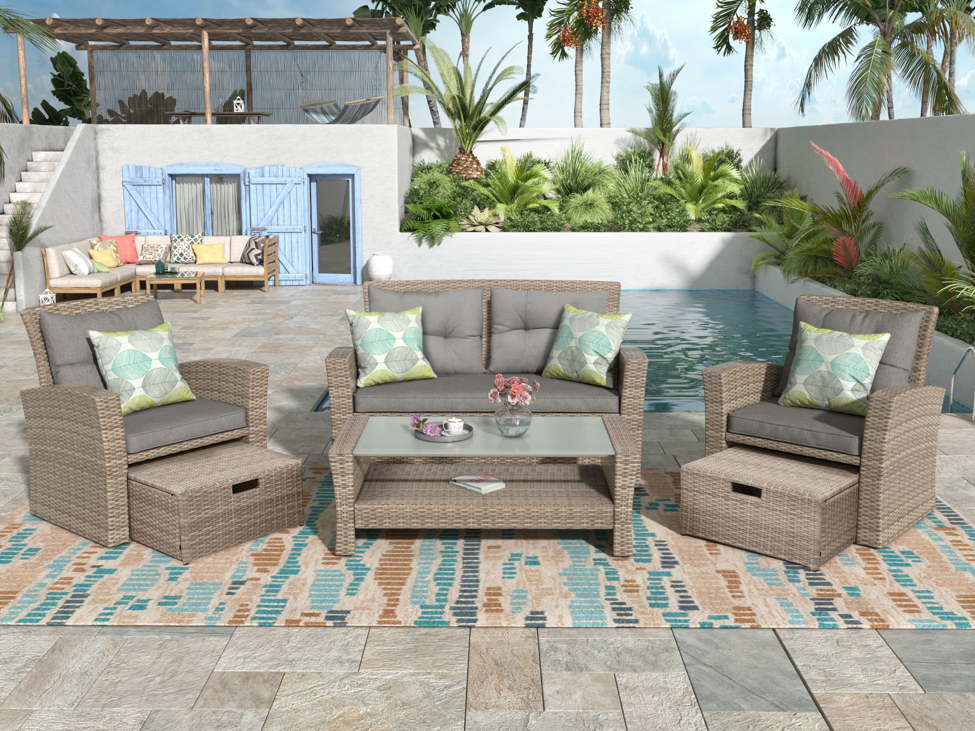 Set Of 4 Piece Outdoor Patio Furniture