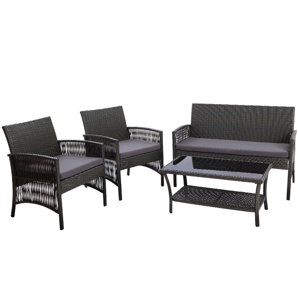 NNEDSZ Furniture Set Wicker Cushion 4pc Dark Grey