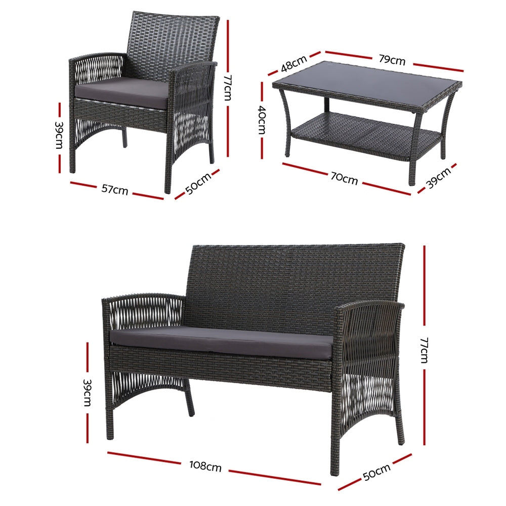NNEDSZ Furniture Set Wicker Cushion 4pc Dark Grey