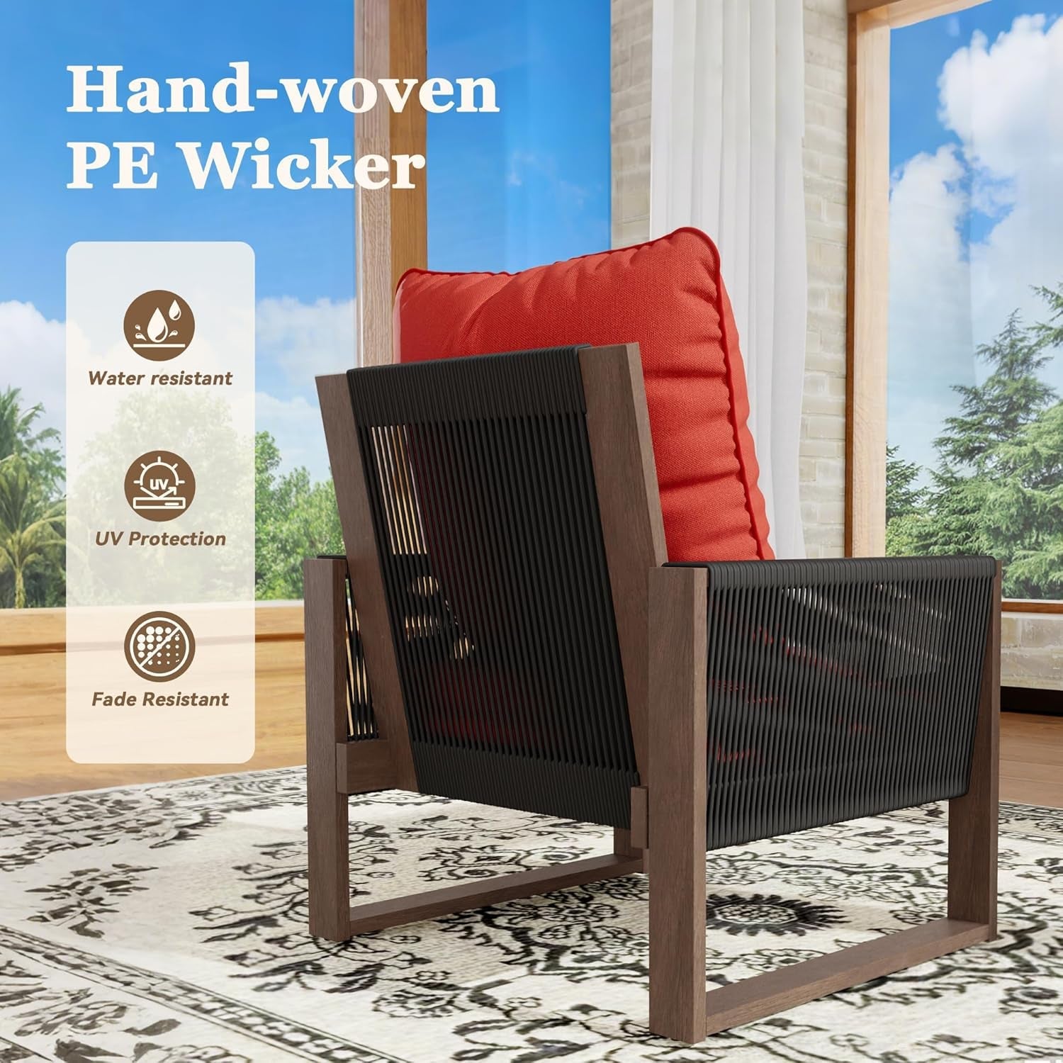 Outdoor 3 Piece Patio Furniture Set with Cushions