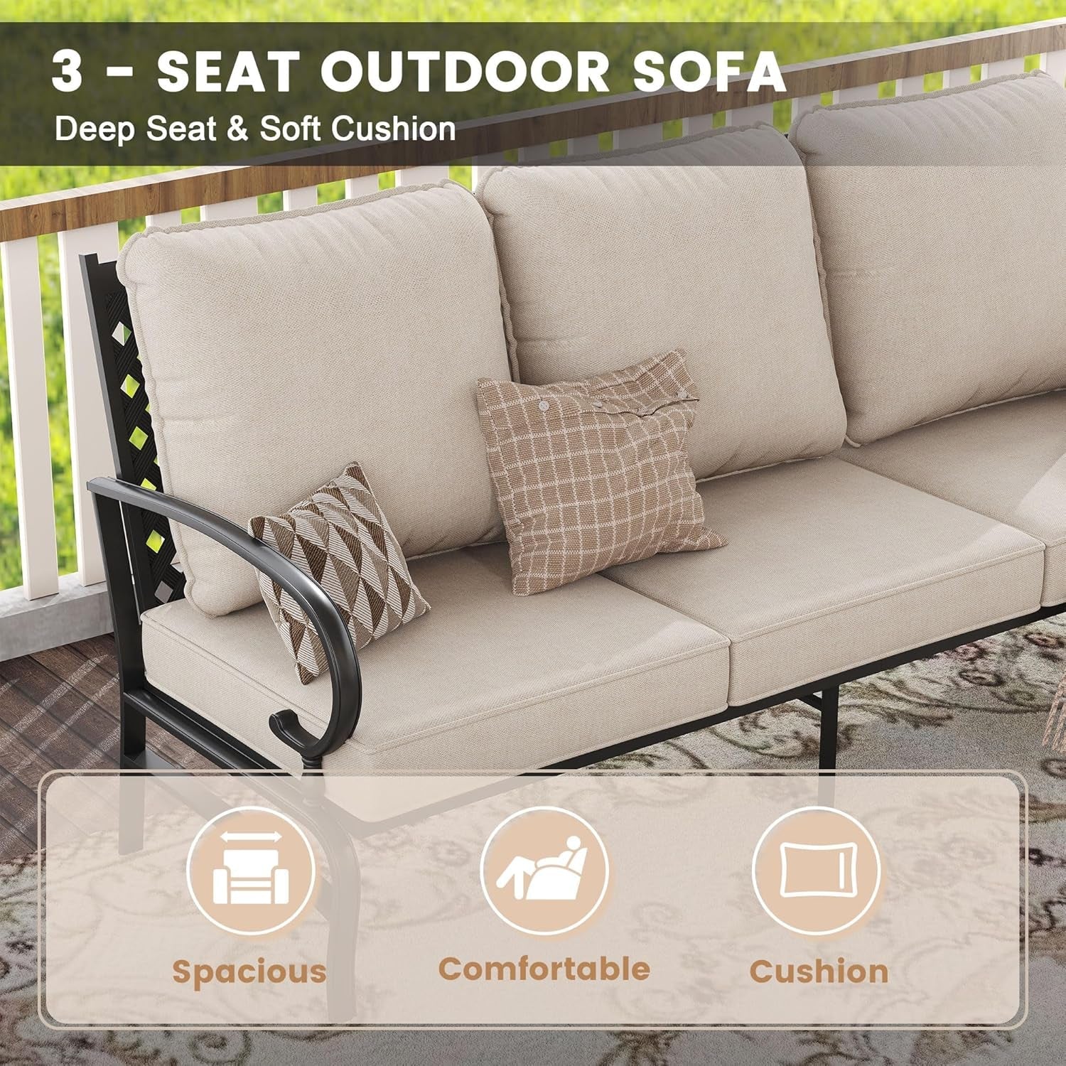 Five Piece Outdoor Patio Furniture Set with Cushions