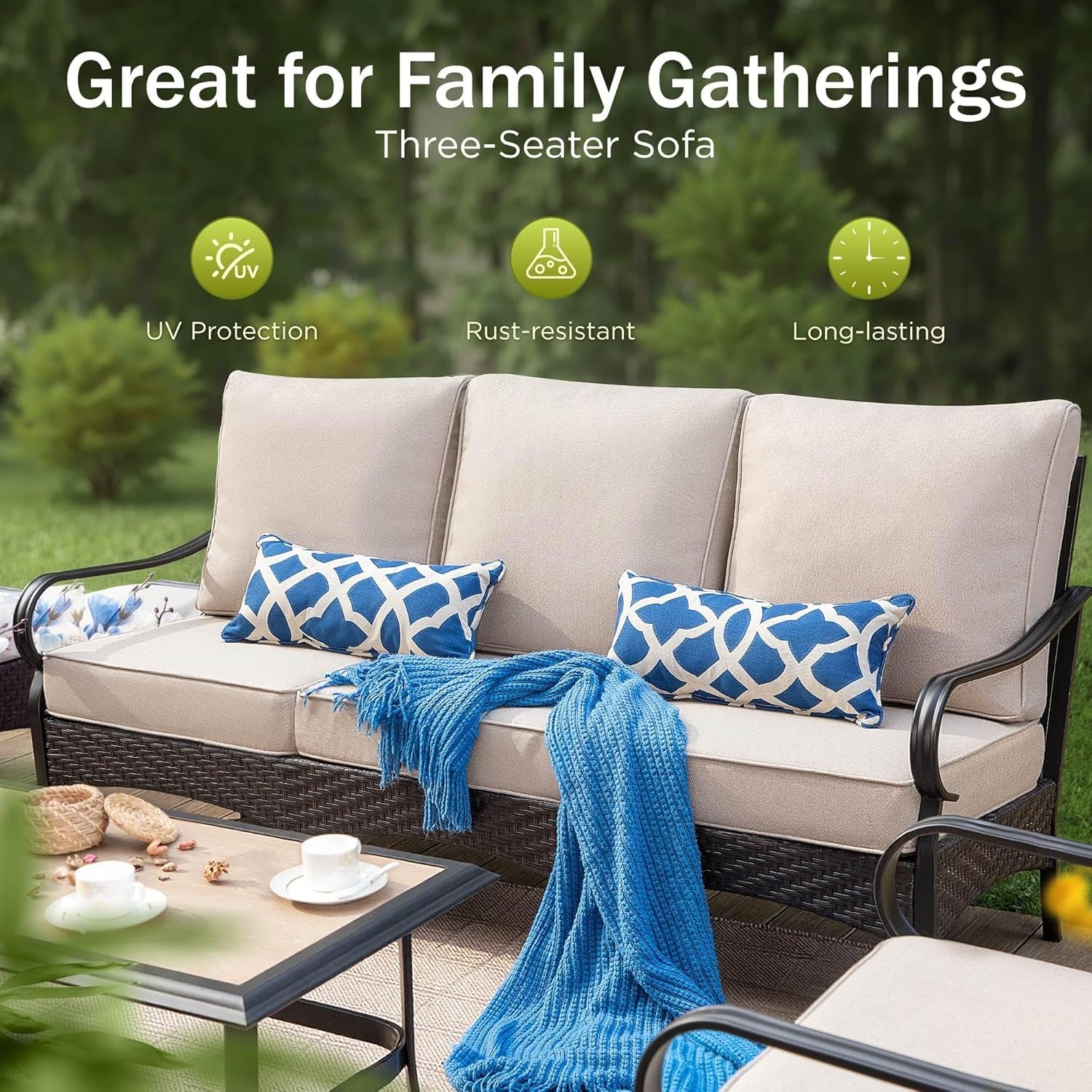 Modern Outdoor Patio Furniture Set with Thick Cushions
