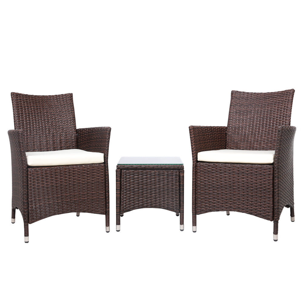 NNEDSZ 3 Piece Wicker Outdoor Furniture Set - Brown