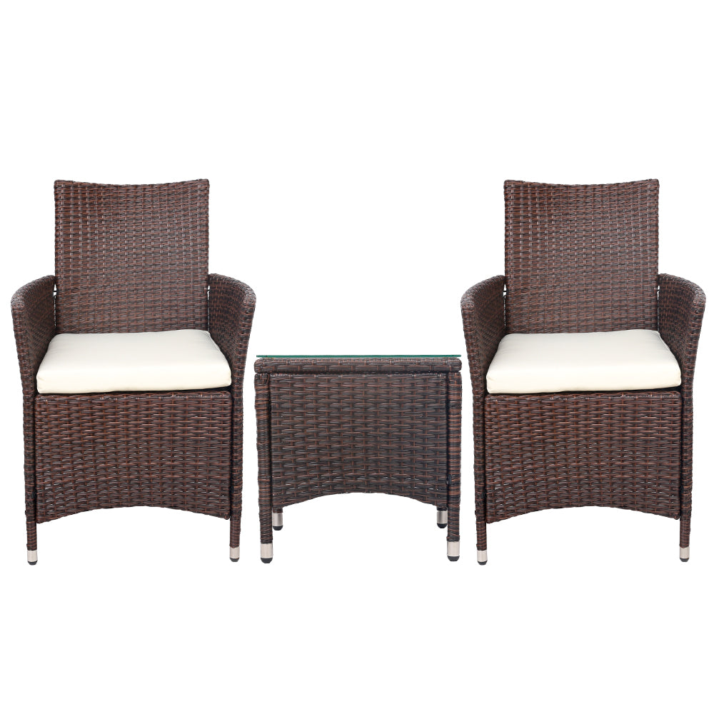 NNEDSZ 3 Piece Wicker Outdoor Furniture Set - Brown