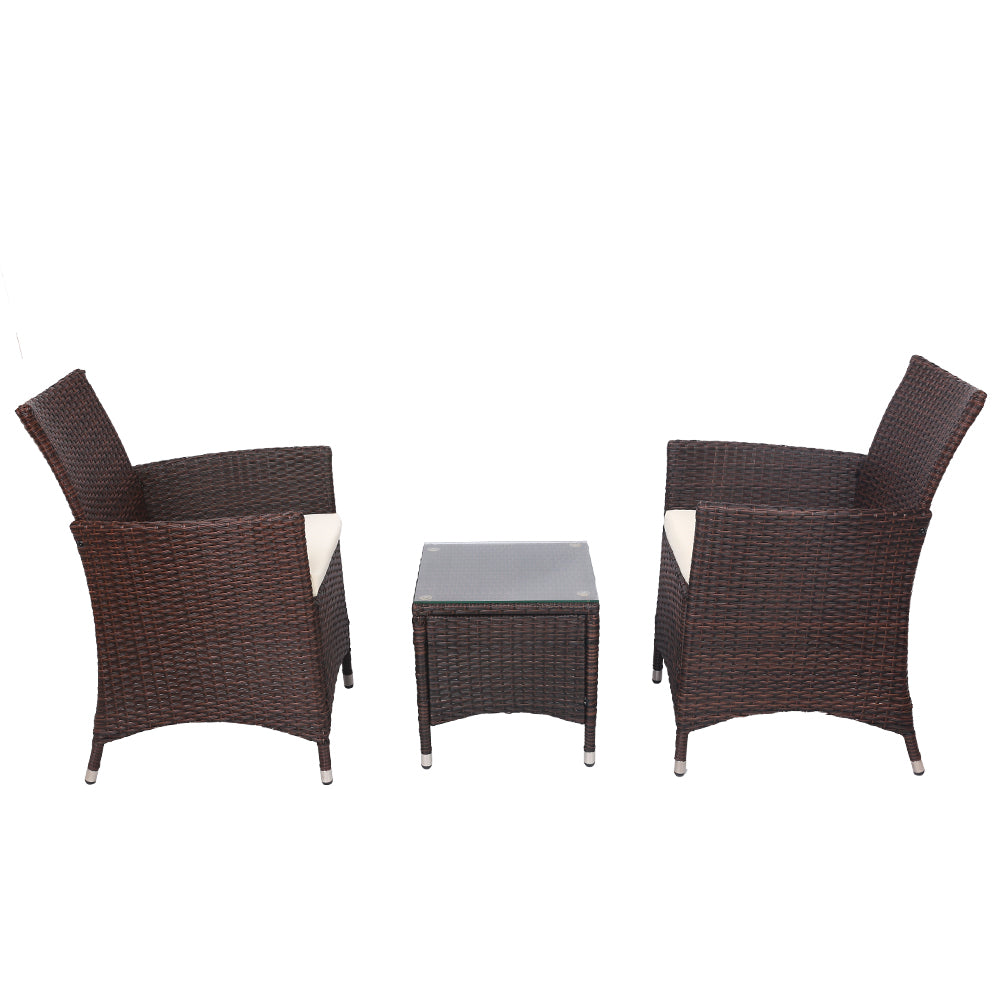 NNEDSZ 3 Piece Wicker Outdoor Furniture Set - Brown