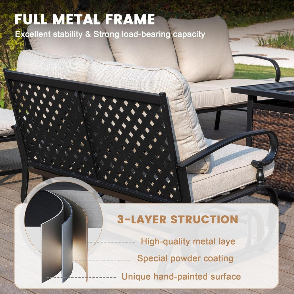 Five Piece Outdoor Patio Furniture Set with Cushions